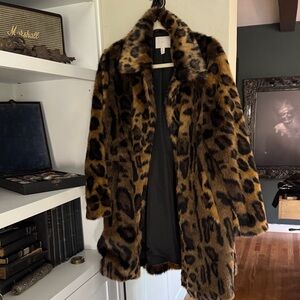 H&M Leopard Print Faux Fur Coat
